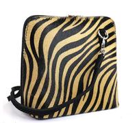Lusso in pelle Genuine Italian Leather Handbag with Animal Print - Handmade Leather Crossbody Bag - Elegant Women's Handbag (Tiger)