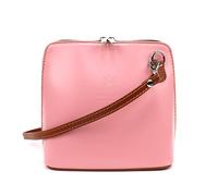 Lusso in pelle Genuine Italian Leather Handbag with Detachable Straps - Handmade Leather Crossbody Bag - Elegant Women's Handbag (Baby Pink/Tan)