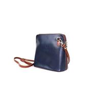 Lusso in pelle Genuine Italian Leather Handbag with Detachable Straps - Handmade Leather Crossbody Bag - Elegant Women's Handbag (Navy and Tan)