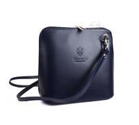 Lusso in pelle Genuine Italian Leather Handbag with Detachable Straps - Handmade Leather Crossbody Bag - Elegant Women's Handbag (Navy)