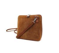 Lusso in pelle Genuine Italian Suede Front & Leather Back Handbag Crossbody Shoulder Bag with Detachable Strap (Tan)