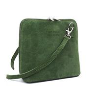 Lusso in pelle Genuine Italian Suede Leather Handbag with Detachable Straps - Handmade Suede Crossbody Bag - Elegant Women's Handbag (Olive)