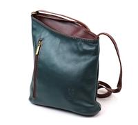 Lusso in pelle Genuine Soft Italian Leather Crossbody Messenger Handbag for Women (Dark Teal and Tan)