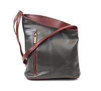 Lusso in pelle Genuine Soft Italian Leather Crossbody Messenger Handbag for Women (Grey and Tan)