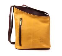 Lusso in pelle Genuine Soft Italian Leather Crossbody Messenger Handbag for Women (Mustard and Tan)
