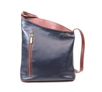 Lusso in pelle Genuine Soft Italian Leather Crossbody Messenger Handbag for Women (Navy and Tan)