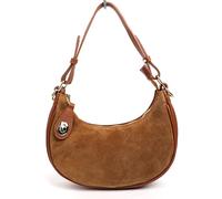 Lusso in pelle Half Moon Genuine Italian Metallic Leather Handbag Detachable Shoulder & Crossbody Straps (Tan)