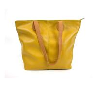 Lusso in pelle Handmade Italian Leather Shoulder Bag with Tan Handle (Mustard)