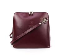 Lusso in pelle Medium Genuine Italian Leather Handbag with Silver Hardware and Adjustable & Detachable Straps (Burgundy)