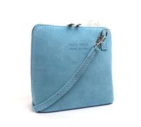 Lusso in pelle Small Genuine Italian Suede Leather Handbag with Detachable Straps - Handmade Suede Crossbody Bag - Elegant Women's Handbag (Baby Blue)
