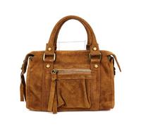 Lusso in pelle Small Italian Suede Leather Top Handle & Crossbody Bag with Adjustable Strap (Tan)