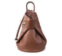 Lusso in pelle Women's Genuine Soft Leather Folding Backpack (Dark Tan)