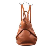 Lusso in pelle Women's Genuine Soft Leather Folding Backpack (Tan)