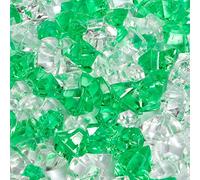 LUSSO LIA 150 pcs Fake Crushed Ice Rocks Fake Diamonds Acrylic Crystals Gemstones for Vase Fillers Wedding Decoration Home Decoration Party Decoration Table Scatter Crystals (Green/Transparent)