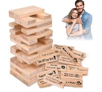 Lust Tower Couples Games,48Pcs Stacking Blocks, Romantic Couples Games for Valentines & Date Nights, Stacking Wooden Block Game for Adults,Valentine Tumbling Tower for Adults Night Party Game Gift