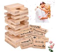 Lust Tower Couples Games, Naughty Game for Adults, 48-Piece Valentine Tumbling Towers Stacking Blocks, Valentine Tumbling Tower Stacking Blocks Games, Wooden Block Game Gifts for Adults Night Party