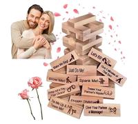 Lust Tower,Game for Adults,Passion Blocks,48Pcs Super Naughty Block Tower Game,Couples Games for Adults,Valentine Tumbling Tower Stacking Blocks Game, Stacking Wooden Block Game for Grown Ups (1PC)