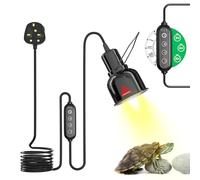Lustaled 100W Reptile Heat Lamp with Timer, 3.5 Inch Dimmable Tortoise Dome Basking Light Ceramic Holder for E27 UVA UVB, Small Vivarium Heater for Leopard Geckos, Tree Frogs, Tarantulas (No Bulb)