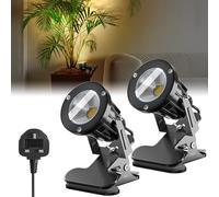 Lustaled 7W LED Clip on Spotlights 2Pack,IP65 Waterproof Plug in Plant Light for Indoor/Outdoor,3000K Warm White Adjustable Portable Little Spotlight for Painting,Artwork,Accent Lighting