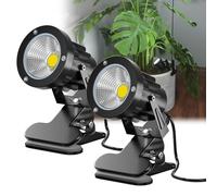 Lustaled 7W LED Clip on Spotlights 2Pack,IP65 Waterproof Plug in Plant Light for Indoor/Outdoor,6000K Cool White Adjustable Portable Little Spotlight for Painting,Artwork,Accent Lighting
