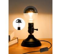 Lustaled E27 Industrial Table Lamp Base with 4W LED Bulb, Vintage Lamp with UK Plug in Cord, Small Metal Steampunk Bedside Lamp Base Desk Light for Bedroom Living Room Office Cafe
