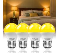 Lustaled E27 Screw in Light Bulbs 2000K Amber Light Bulb,3W LED Soft Yellow Warm Night Light Bulb Large Screw G45 Golf Ball Blue Light Blocking for Sleep/Bedroom/Baby Nursery,Non-Dimmable-4Pack