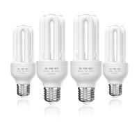 Lustaled Energy Saving Light Bulbs Screw in, 11W E27 Screw Bulb Daylight Cool White 6500K, ES CFL Energy Saver Low Energy Light Bulbs 3U Stick Lamp, 220-240V, Non-dimmable, 4-Pack