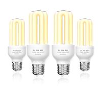 Lustaled Energy Saving Light Bulbs Screw in, 11W E27 Screw Bulb Warm White 2700K, ES CFL Energy Saver Low Energy Light Bulbs 3U Stick Lamp, 220-240V, Non-dimmable, 4-Pack