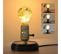 Lustaled Industrial Desk Lamp with 5W Crystal LED Bulb, Plug-in E27 Small Steampunk Table Lamp, 3 Colour Temperatures (2700K-6000K) Vintage Bedside Lamp for Bedroom Cafe Bar Office