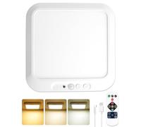 Lustaled Rechargeable Motion Sensor Ceiling Light with Remote, Magnetic Wireless LED Battery Operated Light, 3 Color Temperatures, Dimmable, Timer for Closet Bathroom Stairs Hallway Garage Pantry