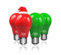 Lustaled Red and Green LED Large Screw Light Bulb E27, 9W A60/A19 GLS (60W Equivalent) Red Bulbs Green Bulb Outdoor for Halloween Christmas Decoration Lighting, Porch, Party, Bar, Non-Dim, 4 Pack