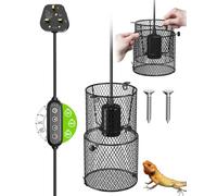 Lustaled Retractable Reptile Heat Lamp with Timer, 100W E27 Tortoise Ceramic Lamp Holder, Dimmable, Anti Scald Lampshade for Bearded Dragon, Snake, Turtle, Chicks, Lizard (Bulb Not Included)