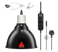 Lustaled Tortoise Heat Lamp Fixture with Reptile Thermostat Timer, 5.5 Inch 300W E27 UVA UVB Dimmable Dome Light Basking Heat Lamp for Reptiles, Tortoises, Snakes, Bearded Dragons (No Bulb)