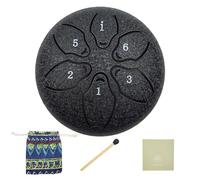 LUSTERING Steel Tongue Drum - Steel Tongue Drum Rain Chime Waterproof ,Tongue Drums Suitable for Meditation, Yoga, Musical Performance, Beginners and Professionals, 3 inch 6 Notes. (Black)