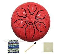 LUSTERING Steel Tongue Drum - Steel Tongue Drum Rain Chime Waterproof ,Tongue Drums Suitable for Meditation, Yoga, Musical Performance, Beginners and Professionals, 3 inch 6 Notes. (Red)