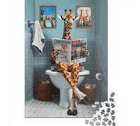 Lustiges Giraffen-Toiletten-Puzzle (1000 Teile) für Erwachsene, Papierpuzzle, 38 x 26 cm, 1000 Teile - das perfekte Weihnachtsgeschenk für Erwachsene