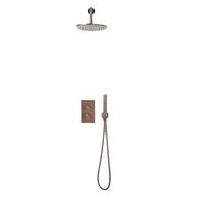 Lustra Brushed Bronze Concealed Shower Mixer Thermostatic Round Twin Valve Head