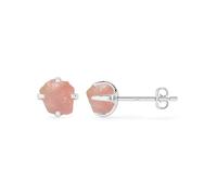 LUSTRE AND LIGHT Natural Raw Rose Quartz Stud Earrings for Women Sterling Silver January Birthstone Jewelry Gifts for Her Birthday Anniversary Graduation (Prong Set, 6x5.5mm)