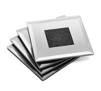 Lustre Black Sparkle Glitter Mirrored Glass Coaster Set of 4