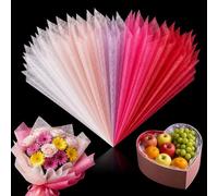 LUSTRIB 120 Sheets Pink Tissue Flower Wrapping Paper - Vibrant Multi-Color 11.4"x11.4" Non-woven Waterproof Floral Bouquet Wraps, Each Color 20 Sheets with Removable Lining for Florist Packaging Gift