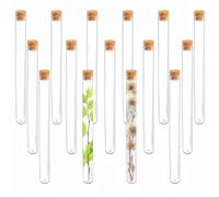 LUSTRIB 15Pcs Clear Plastic Test Tubes with Cork Stoppers, Good Seal 15ml Clear Storage Tubes for Jewelry Beads Seed Spice Powder Liquid, 15x150mm for Lab Use and Home Decoration