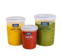 Lustroware LSX 219 Screw Top Keeper Round Food Container with Calibration 3-Piece B-2274/2275/2276AA Nesting Set, 17/33.8/50.7-Ounce, Blue