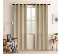 LUSTROWIN Taupe Natural Linen Curtains 84 Inches Long - Light Filtering Grommet Top Window Drapes for Living Room & Bedroom (1 Panel, 50" W x 84" L)