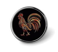 Lusty Cock Round Brooch Pin Badge Lapel Tie Pin for Women Men Office Worker Teacher Decor