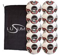 Lusum 10 x I-Pro Training Footballs inc Ball Bag (Red/White, Size 3)