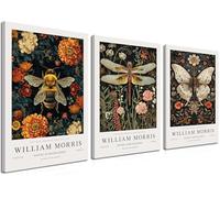 Lusweetie William Morris Wall Art Vintage Animal Butterfly Bee Dragonfly Posters Prints (3P 12 x 16 in Framed)