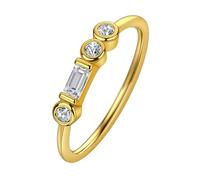 LUTAKU 14K Gold - Plated Round & Baguette Zircon Ring Collection