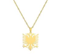 LUTAKU Albanian Eagle Necklace for Women Men, Albanian Eagle Pendant Necklace Charm Chain, Stainless Steel Double Head Eagle Jewelry Accessories (gold)