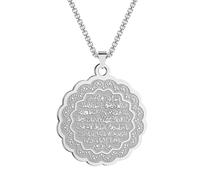 LUTAKU Ayat Al Kursi Necklace for Women Men Stainless Steel Islamic Arabic Pendant Necklace Charm Chain Arabian Jewelry Accessories (Silver)