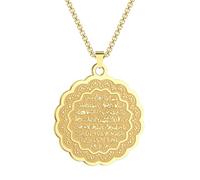LUTAKU Ayat Al Kursi Necklace for Women Men Stainless Steel Islamic Arabic Pendant Necklace Charm Chain Arabian Jewelry Accessories (Gold)